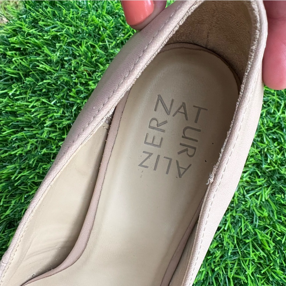 NATURALIZER BLOCK 4" HEEL PLATFORM 7.5 TAN TAUPE CREAM ROUND TOE 1/2" PLATFORM - Picture 6 of 12